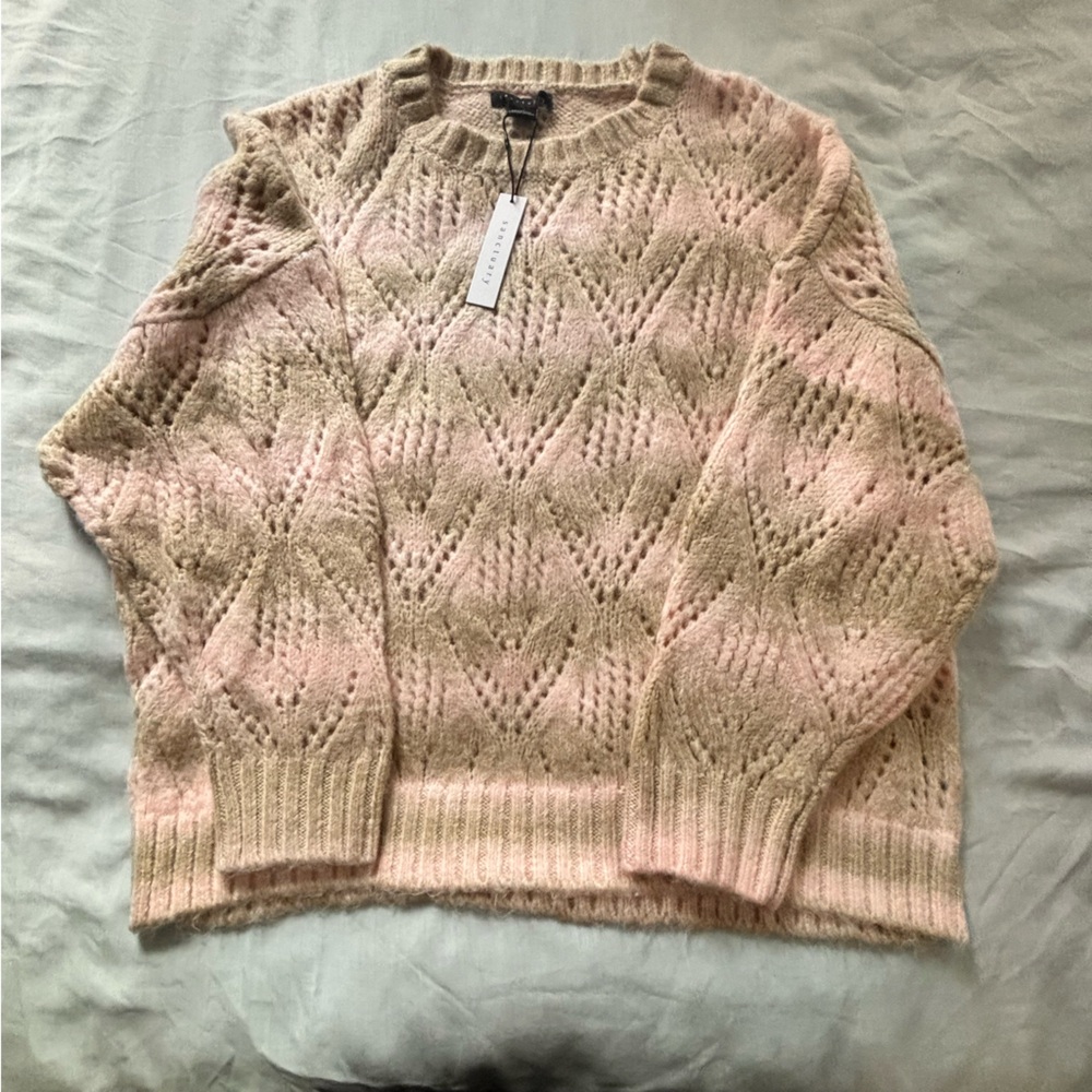 NWT Sanctuary Pink & Grey Super Soft Cable Knit Sweater | XXL